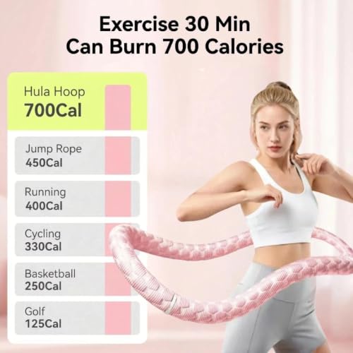 Weighted Hula Hoop for Adults - 3.3lb Adjustable Fitness Hoop