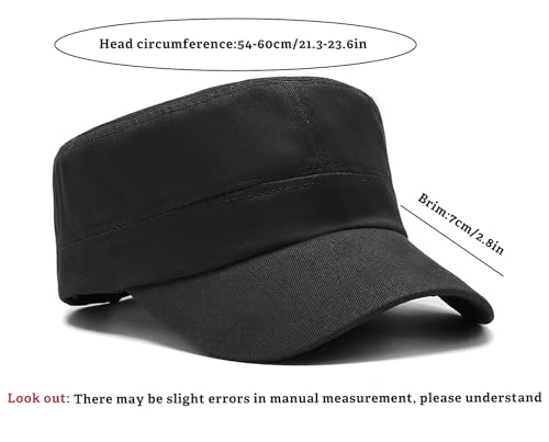 Black Unisex Military Style Cadet Cap - One Size Army Hat