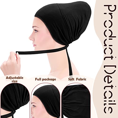 Adjustable Hijab Undercap Set - 4 Pcs Black & White Scarves
