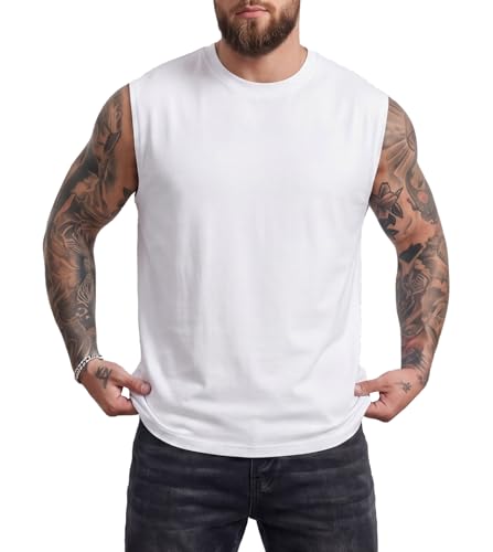 Men's Cotton Sleeveless Workout Tank Top - X-Large White