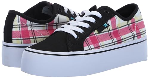 DC Women's Manual Platform Skate Shoe, Grunge Plaid, 8