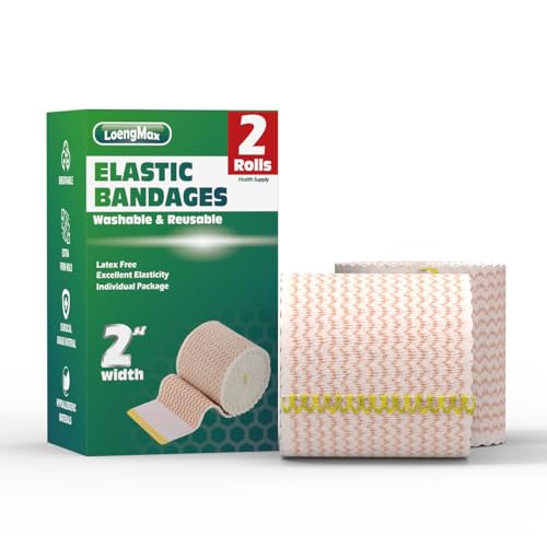 2-Inch Elastic Bandage Wrap - 2 Pack | Compression Support for Legs, Ankle, Knee, Tummy