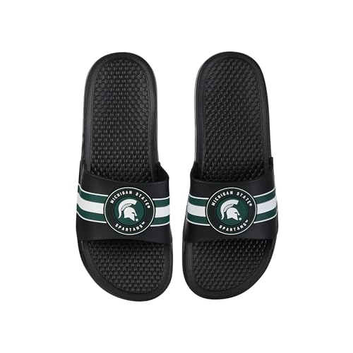 Men's Stripe Raised Slide Sandals - NCAA Michigan State - Comfortable & Durable