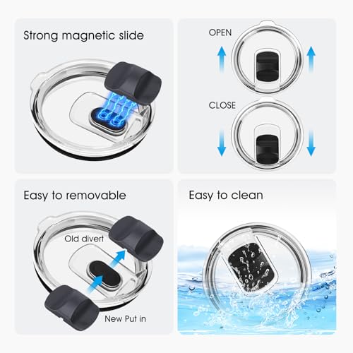 30 oz Replacement Lid for YETI Tumblers - Snug Fit, Magnetic Slider