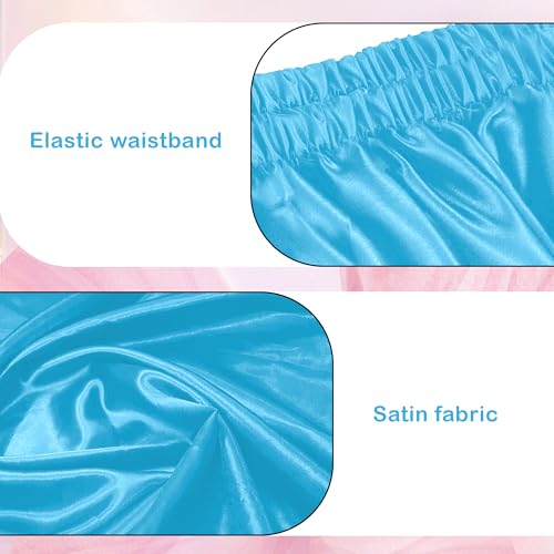 Light Blue MUNAFIE Women's Maxi Satin Skirt - Long Flowing Belly Dance / Praise Dance Elastic Waist