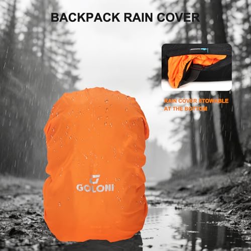 Goloni 45L Black Foldable Hiking Daypack Lightweight Water-Resistant Backpack