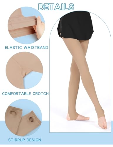 Stirrup Tights for Girls & Women - 60D Ultra Soft - Tan - 2-3T