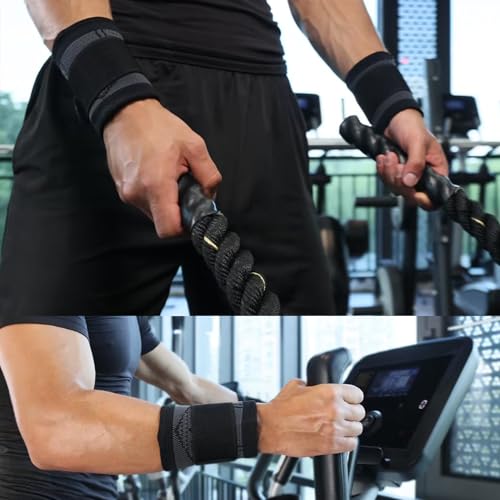 Wrist Brace Compression Support Sleeves - 2 Pack Black Medium
