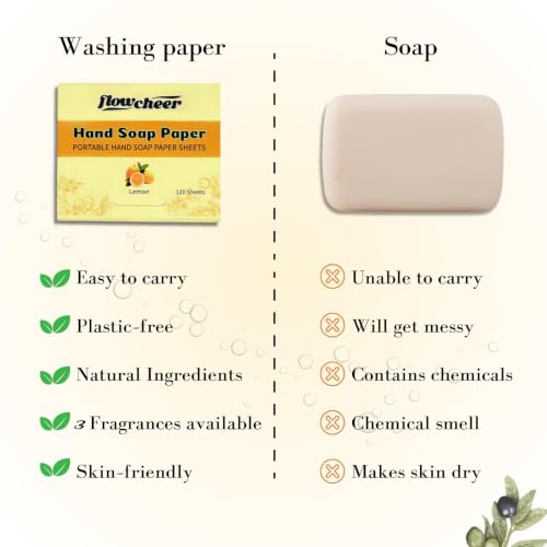 Paper Soap Sheets - 360 Pcs Travel Hand Soap in Lemon, Coconut, Blueberry Scents