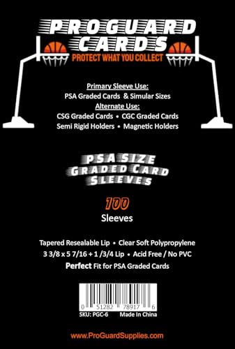 100 Perfect Fit Sleeves for PSA Graded Cards - 2mil Thickness