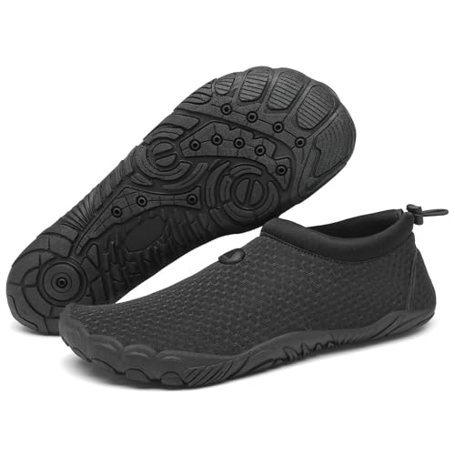 Quick-Dry Water Shoes for Men & Women - Wide Toe Aqua Socks - Lividity Black