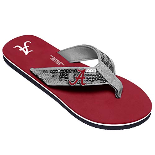 NCAA Team Logo Sequin Strap Flip Flops - Alabama Crimson Tide 11-12