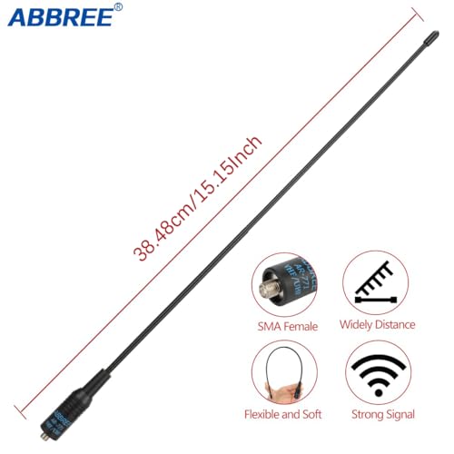 Dual Band VHF/UHF Ham Radio Antenna - 15.15 Inch SMA-Female Soft Whip - 2 Pack