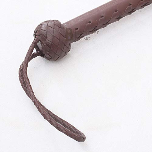 8 Foot Indiana Jones Style Leather Bullwhip - Dark Brown Cowhide Handcrafted Equestrian Whip