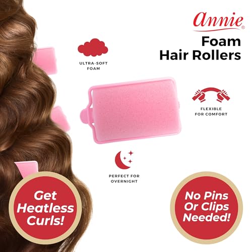 Soft Foam Hair Rollers - 1 1/4 Inch X-Large Heatless Curlers, Pink, 8 Count