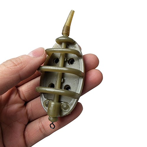 Laxygo Inline Method Feeder Set for Carp Fishing - 30g/40g/50g/60g with Rubber Mould, 4 Feeders + 1 Mould