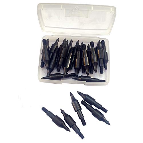 24 Pcs 100 Grain Steel Archery Arrow Field Points - Black Zinc Finish