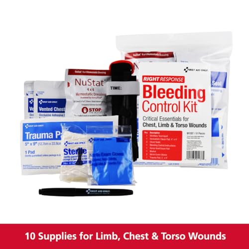 Bleeding Control Kit with Tourniquet - 10 Piece Emergency Set