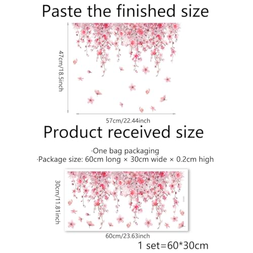 Cherry Blossom Window Clings, Double-Sided Sakura Summer Jungle Window Stickers, Nature-Inspired Glass Decals for Bedroom, Living Room, Kitchen, Office, Home Seasonal Decor