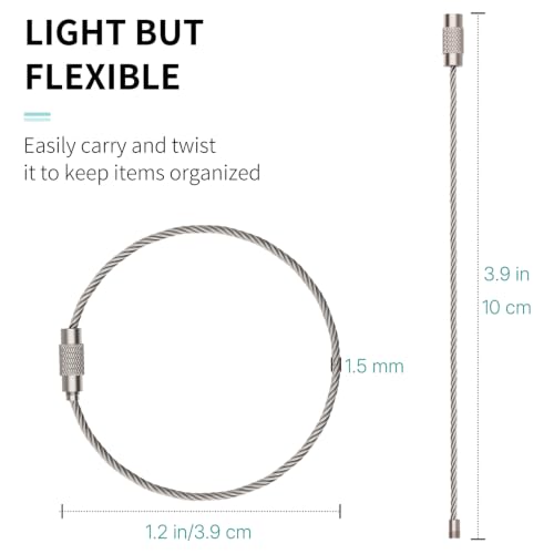 4" Stainless Steel Wire Keychain Cable Loop Holder - 20pcs