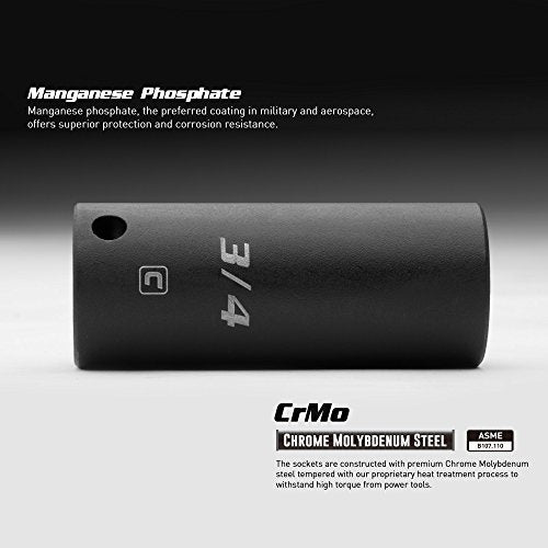 Capri Tools Shallow Impact Socket, 3/8-Inch Drive, 6-Point, SAE (15/16-Inch)