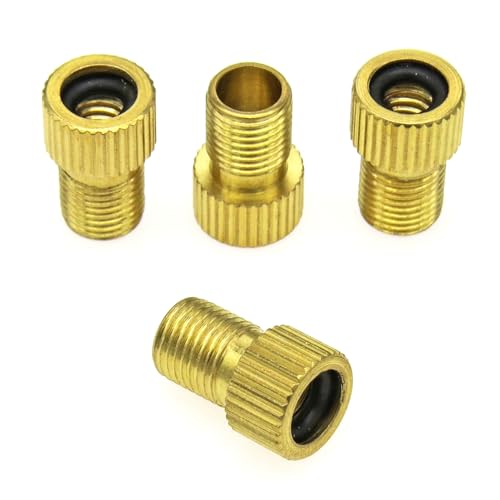 Brass Presta to Schrader Valve Adapter for Bike Tires - 4 Pack