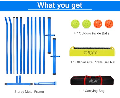 22FT Portable Pickleball Net Set with Pickleballs & Carry Bag - Blue