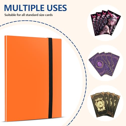 EDUDIIU Orange Card Binder with 9 Pockets - Premium Trading Card Album for Sports & Collectibles