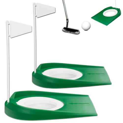 Golf Putting Cup Set with White Flag - 2pcs Indoor Outdoor Practice