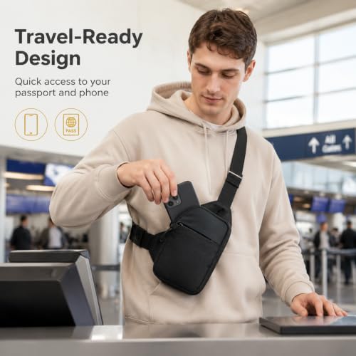 Mini Crossbody Sling Bag - Water-Resistant Dual Pocket Fanny Pack
