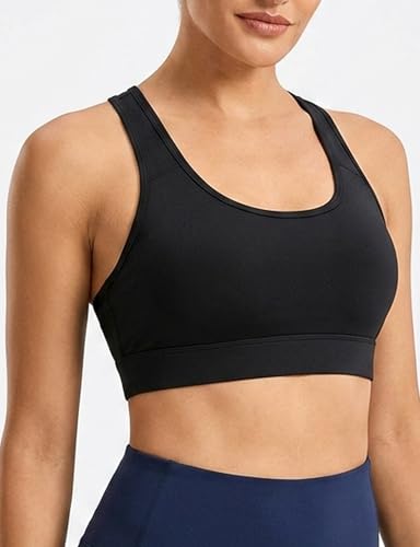 Medium Impact Support Sports Bra for Women - Black, Large
