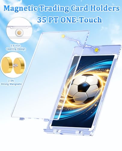120 Pack Slim Magnetic Card Holders - 35pt One Touch Acrylic Display Cases