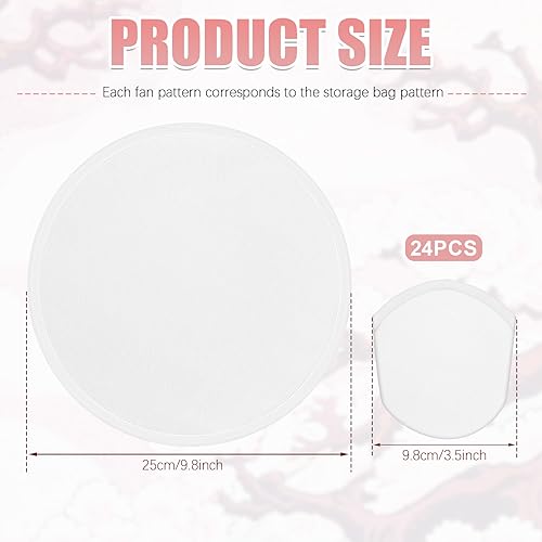 Foldable Handheld Fan Set with Carry Bags - White Color, 8 Pack
