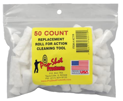 Replacement Cotton Rolls 50 Pack for Firearms Cleaning
