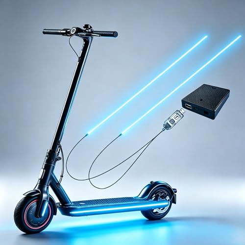 Blue USB Battery Box COB LED Light Strip for E-Scooters & Bikes, 8 Modes, Waterproof