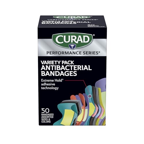 Antibacterial Bandages with Extreme Hold Adhesive, 50 Count Variety Pack