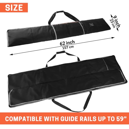 Premium Guide Rail Bag, Double Side Track Saw Bag, Protective Carrying Case for 55-60 Inch Guide Rail Tracks(Black)