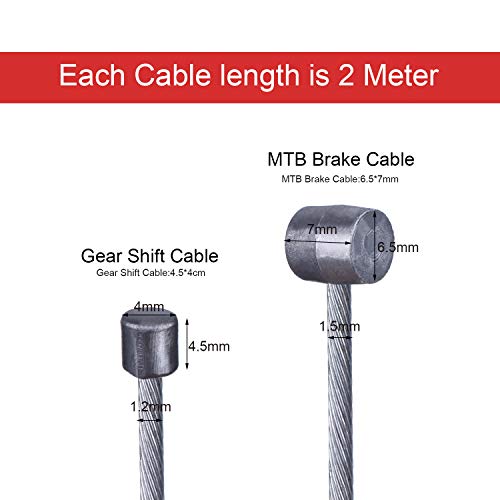 Complete Bicycle Brake Cable & Shift Cable Kit - 8 Pcs