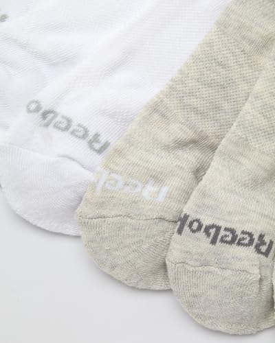 Reebok Women's High Quarter Socks 6-Pack Moisture Wicking Cushioned Crew Oatmeal/White