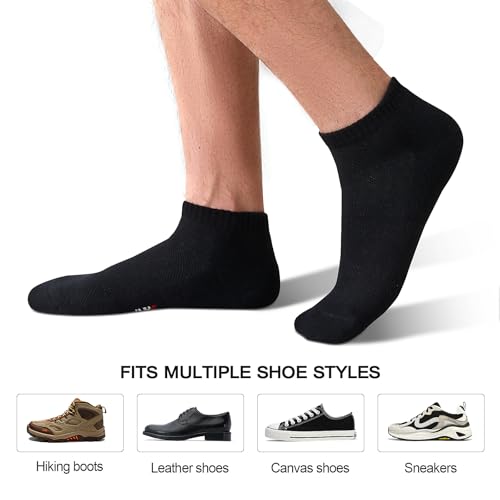 Men's Bamboo Viscose Athletic Ankle Socks - Black, Large