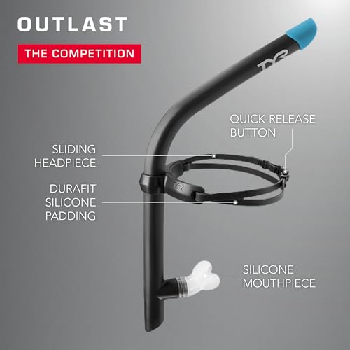 TYR Ultralite Elite Adult Swim Snorkel - Black, Ultra-Light & Comfortable for Training