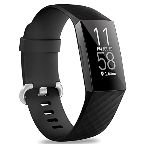 Waterproof Replacement Watch Strap for Fitbit Charge 3/4 - Large Black