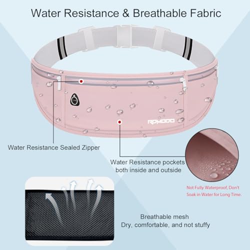 RDMODO Running Belt Fanny Pack for Women 02-Pink, Water-Resistant Waist Pack