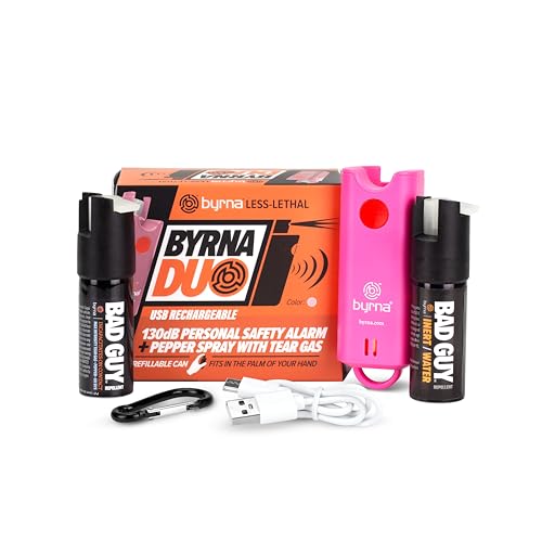 Byrna Duo | Rechargeable Personal Safety Alarm + Pepper Spray | Compact Self-Defense Tool with Replaceable Canisters, Portable Safety for On-The-Go