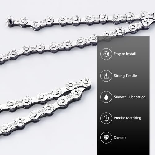 6/7/8 Speed Bike Chain - 1/2 x 3/32 Inch, Alloy Steel
