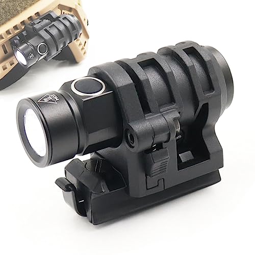 Tactical Helmet ARC Rail Light LED Mini Military Helmet Flashlight with Strobe/Strong/Low Lamp 500 Lumens, Pocket Pen Flashlight with 20mm Picatinny Rail Mount (Black)