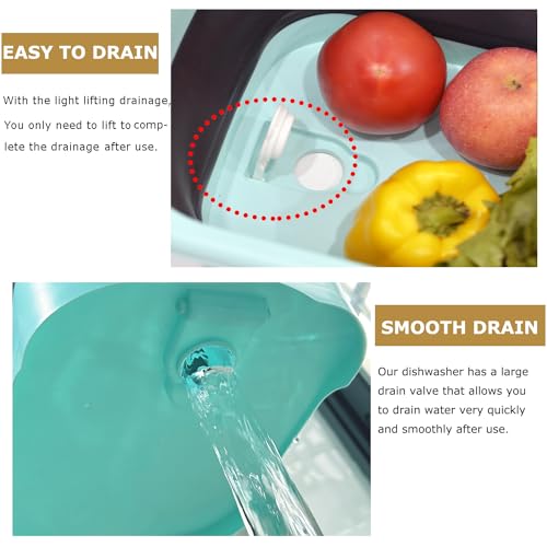 WMKJDS 11L Green Collapsible Dish Basin with Drain Plug - Portable Outdoor Sink