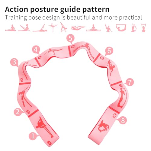 Kids Stretching Strap with 8 Loops - Pink Dance & Gymnastics Band