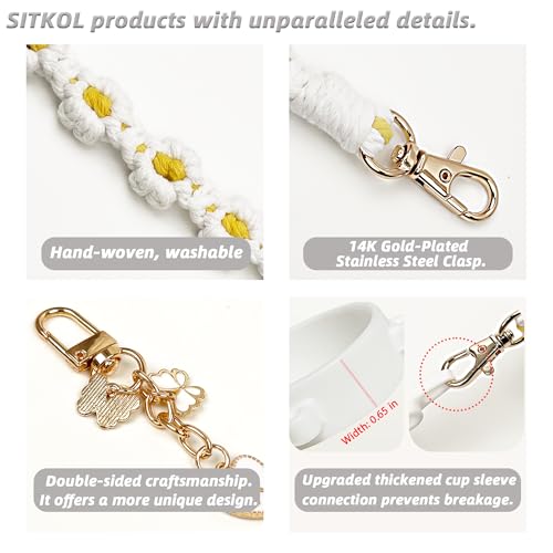 Cute Letter Charm Set with Boho Handle Strap - A, White
