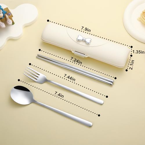 Portable Silverware Set with Case - Light Yellow Utensils